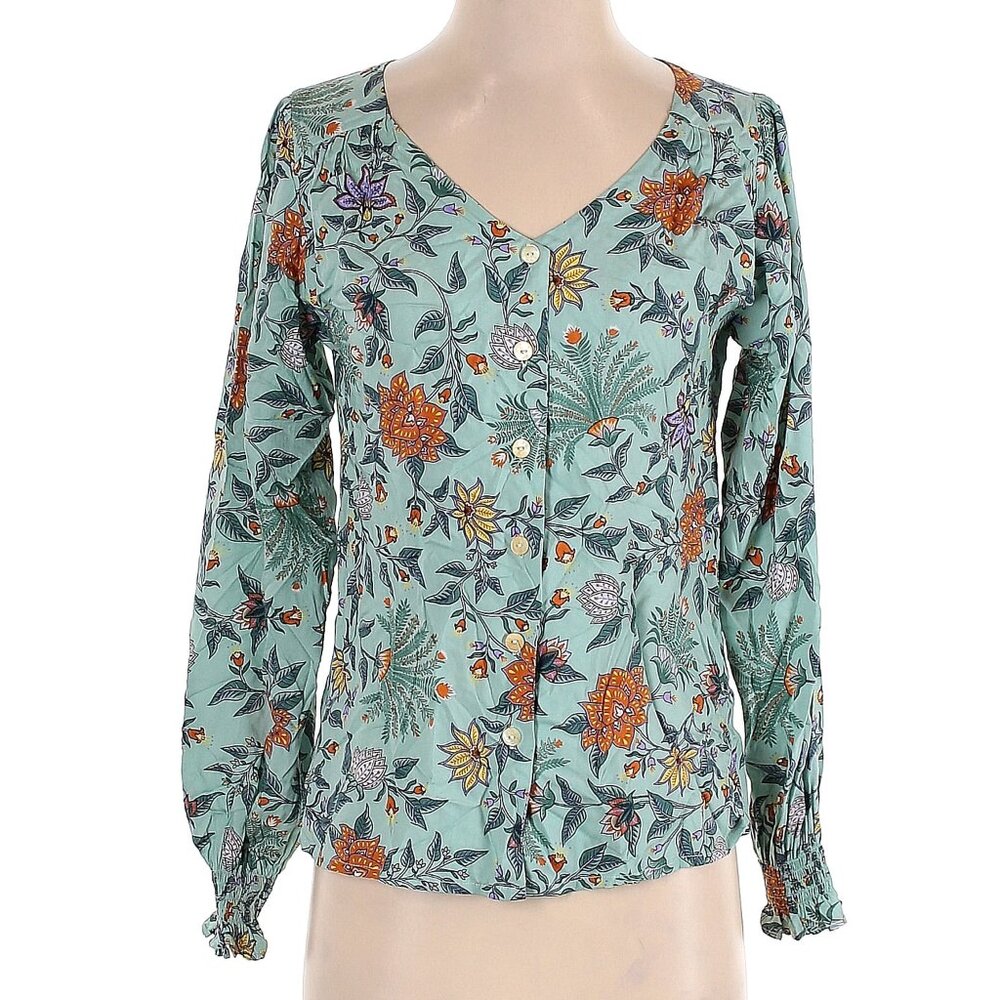 TAMGA Designs patterned button-up blouse, size small GOOD QUALITY!